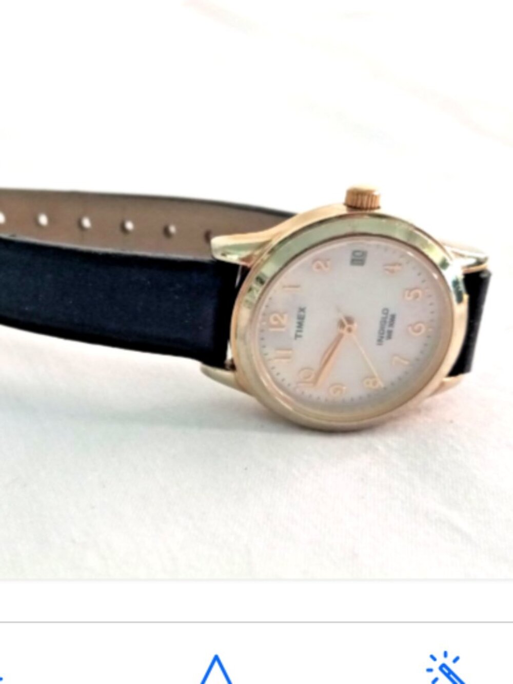Timex Indiglo Women Watch Gold Tone White Dial Date Black Leather Band Works - Picture 5 of 8